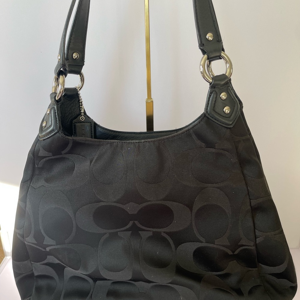 Coach monogram shoulder bag black